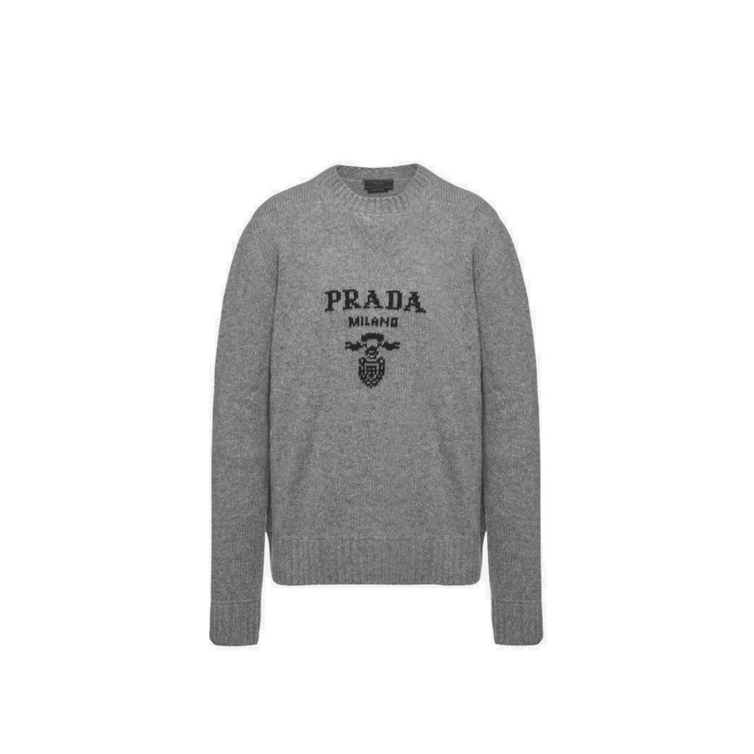프라다 자수 로고 캐시미어 크루넥 니트