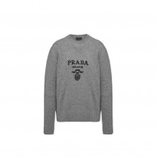 프라다 자수 로고 캐시미어 크루넥 니트