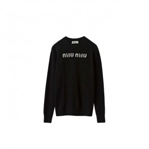 미우미우 로고 자카드 캐시미어 스웨터