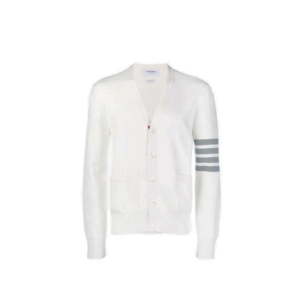 톰브라운 사선 완장 메리노 울 가디건