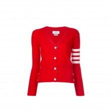 톰브라운 코튼 사선 릴렉스드 핏 브이넥 가디건